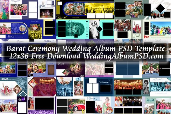 Barat Ceremony Wedding Album PSD Template 12x36 2022 Free Download