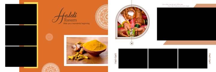 Mehandi Ceremony Wedding Album PSD Template 12x36 Free Download