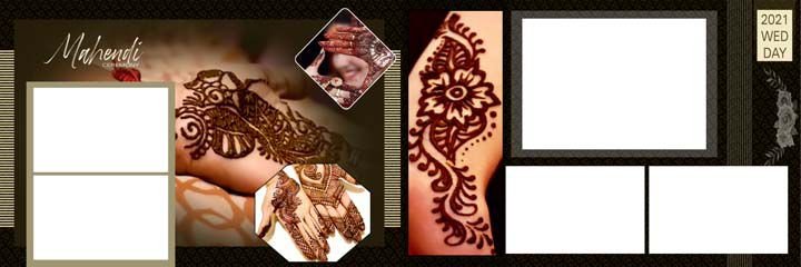 Mehandi Ceremony Wedding Album PSD Template 12x36 Free Download