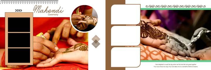 Mehandi Ceremony Wedding Album PSD Template 12x36 Free Download