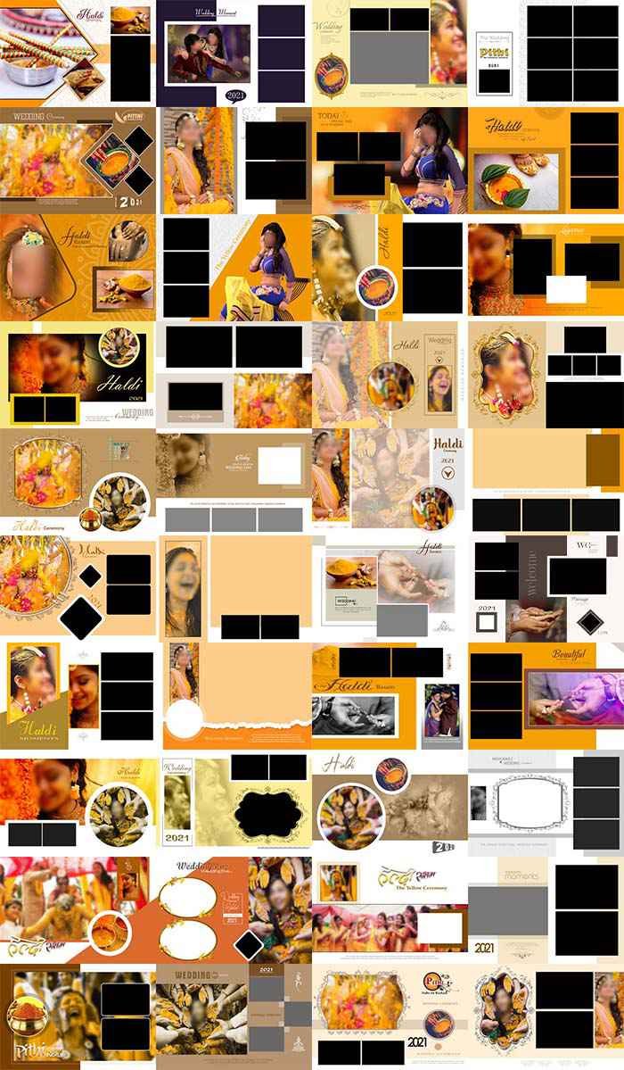 Haldi Ceremony Wedding Album PSD Template 12x36 2022 Free Download 02