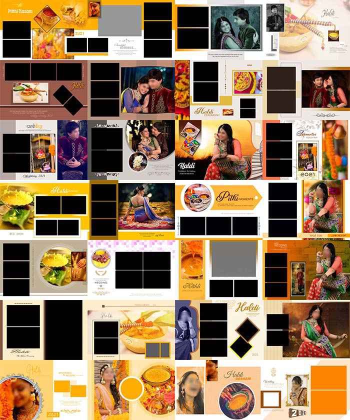 Haldi Ceremony Wedding Album PSD Template 12x36 2022 Free Download 02