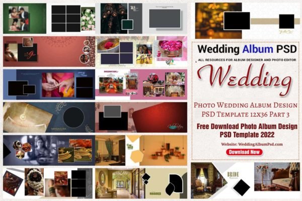 Photo Wedding Album Design PSD Template 12x36 2022 Free Download 03 ...